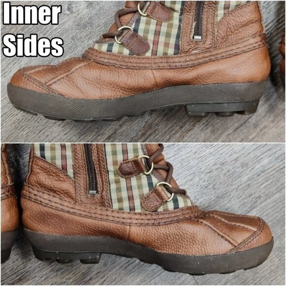 UGG Edmonton Tall Boots 3226 Green Plaid Brown Leather Sheepskin Shearling 7 - Picture 9 of 16